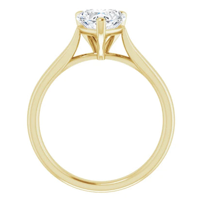 Three Claw Yellow Gold Heart Solitaire Engagement Ring