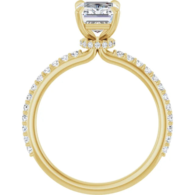 Emerald Yellow Gold Claw Set Style Engagement Ring 