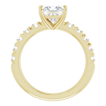 Princess Yellow Gold Four Claw Set Style Engagement Ring