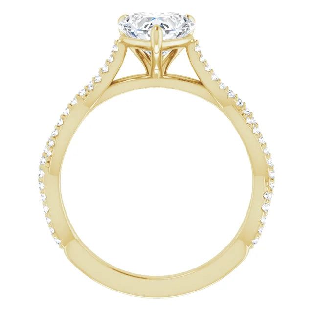 Heart Yellow Gold Twist Style Engagement Ring