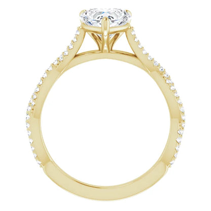 Heart Yellow Gold Twist Style Engagement Ring
