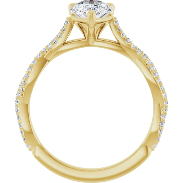 Pear Yellow Gold Twist Style Engagement Ring