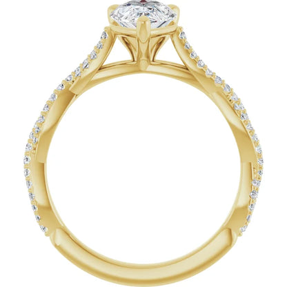 Pear Yellow Gold Twist Style Engagement Ring