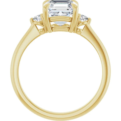 Asscher Yellow Gold Accent Engagement Ring