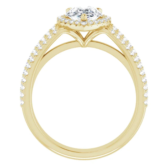 Pear Yellow Gold Halo Style Engagement Ring