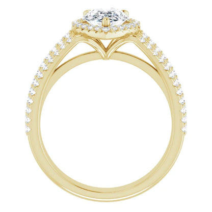 Pear Yellow Gold Halo Style Engagement Ring