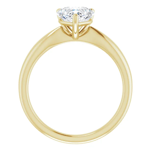Heart Yellow Gold Knife Edge Solitaire Engagement Ring