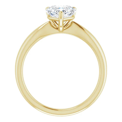 Heart Yellow Gold Knife Edge Solitaire Engagement Ring