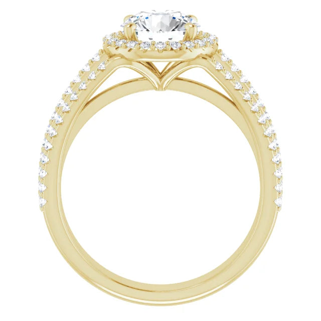 Round Brilliant Yellow Gold Halo Style Engagement Ring