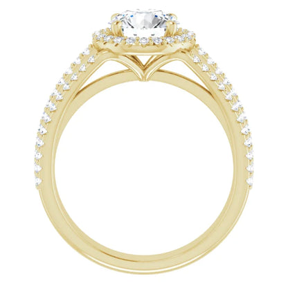 Round Brilliant Yellow Gold Halo Style Engagement Ring