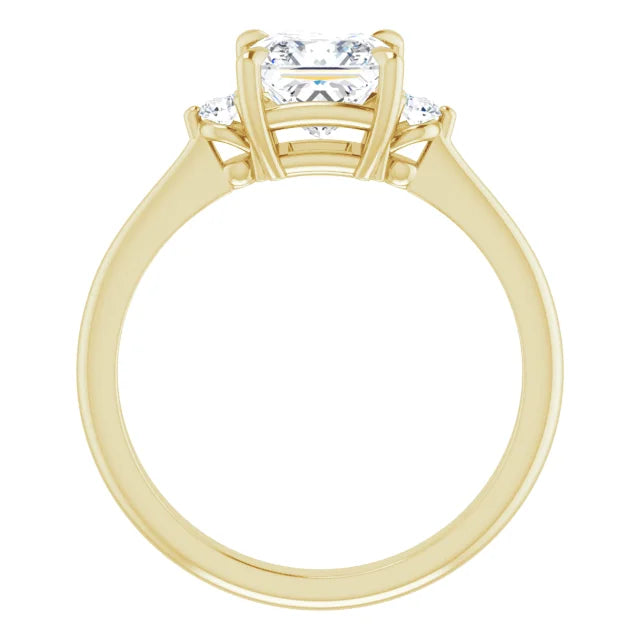 Princess Yellow Gold Accent Engagement Ring