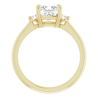Princess Yellow Gold Accent Engagement Ring