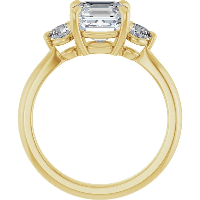 Asscher Yellow Gold Accent Engagement Ring