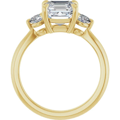 Asscher Yellow Gold Accent Engagement Ring