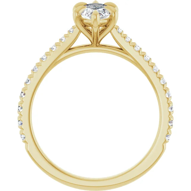 Marquise Yellow Gold Claw Set Style Engagement Ring