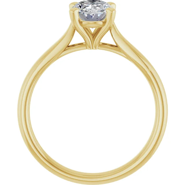 Four Claw Yellow Gold Oval Solitaire Engagement Ring