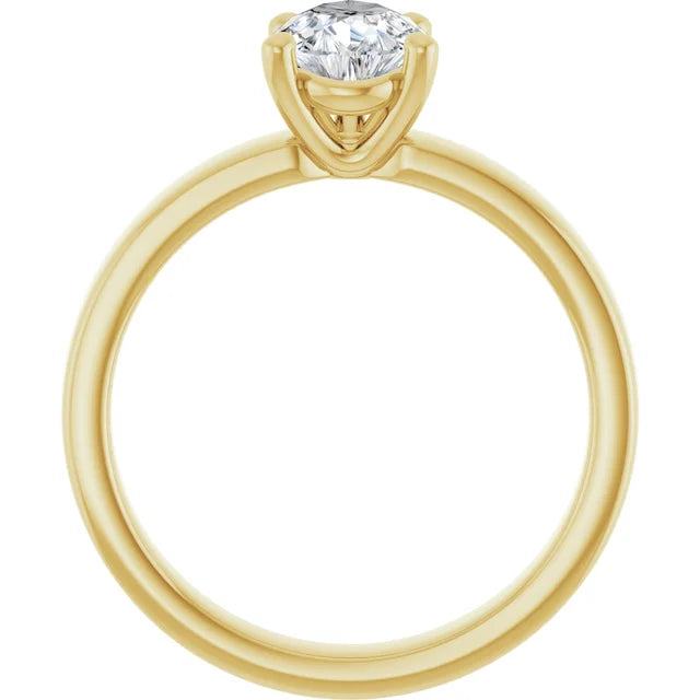 Pear Yellow Gold Wide Band Solitaire Engagement Ring