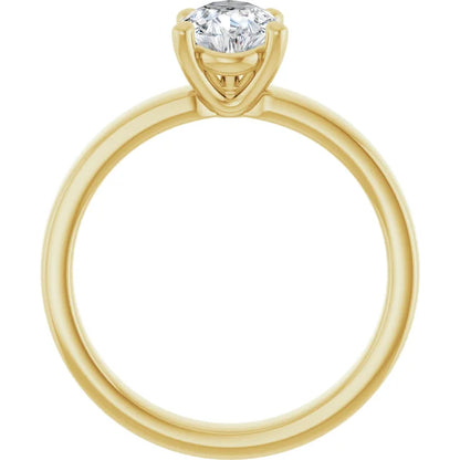 Pear Yellow Gold Wide Band Solitaire Engagement Ring