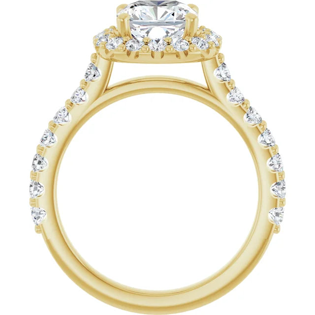 Cushion Halo Yellow Gold Style Engagement Ring