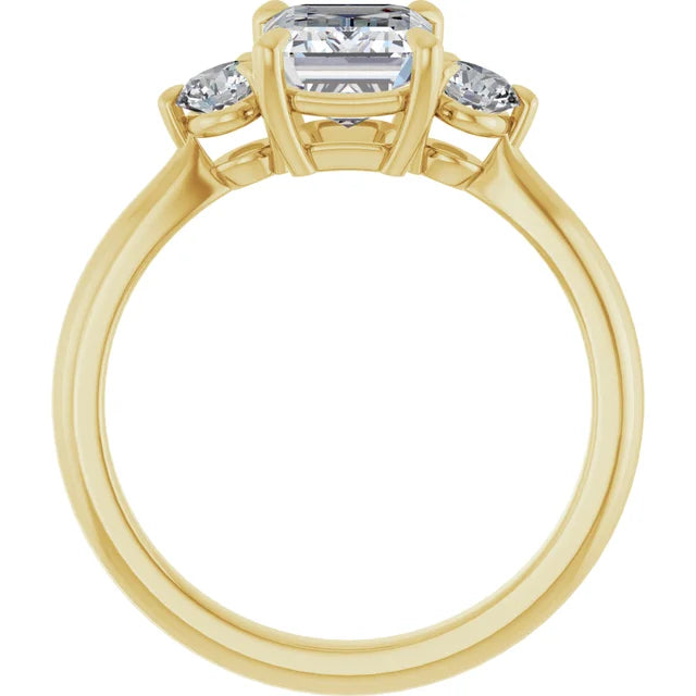 Emerald Yellow Gold Accent Engagement Ring