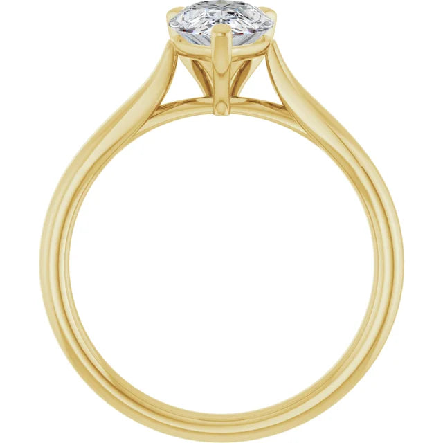 Three Claw Yellow Gold Pear Solitaire Engagement Ring