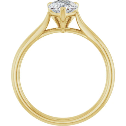 Three Claw Yellow Gold Pear Solitaire Engagement Ring