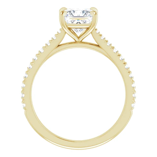 Princess Yellow Gold Claw Set Style Engagement Ring