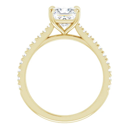 Princess Yellow Gold Claw Set Style Engagement Ring
