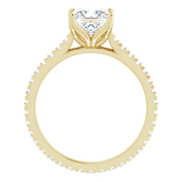 Princess Yellow Gold Claw Set Eternity Style Engagement Ring