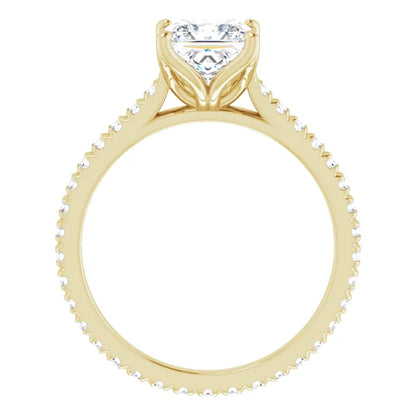 Princess Yellow Gold Claw Set Eternity Style Engagement Ring