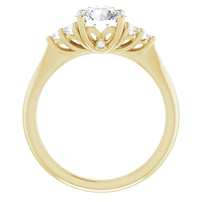 Round Brilliant Yellow Gold Antique Inspired Design Engagement Ring