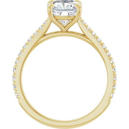 Cushion Yellow Gold Claw Set Style Engagement Ring