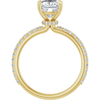 Cushion Yellow Gold Claw Set Style Engagement Ring 