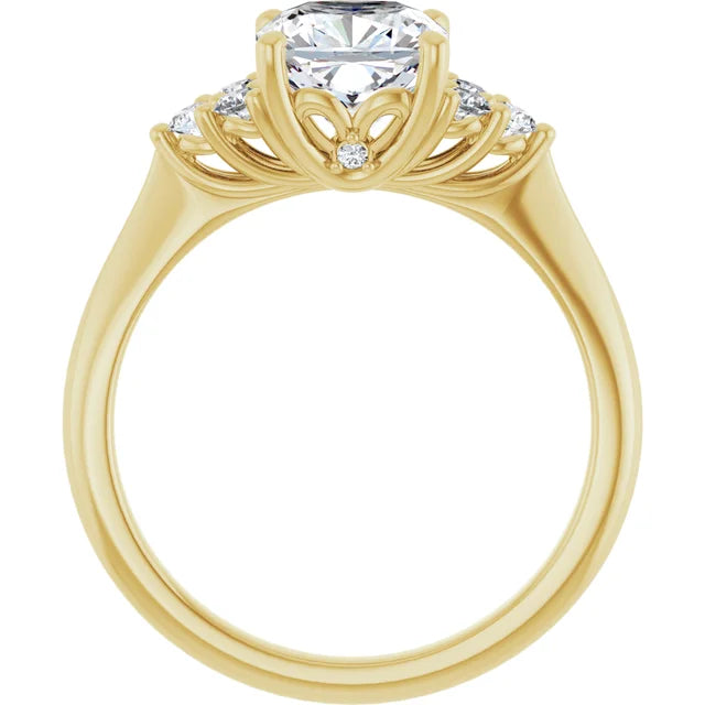 Cushion Yellow Gold Antique Inspired Design Engagement Ring