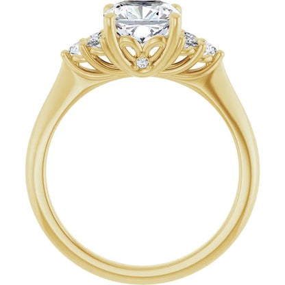 Cushion Yellow Gold Antique Inspired Design Engagement Ring
