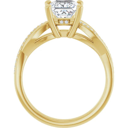 Princess Yellow Gold Claw Set Twist Style Engagement Ring 