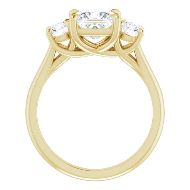Princess Yellow Gold Accent Engagement Ring