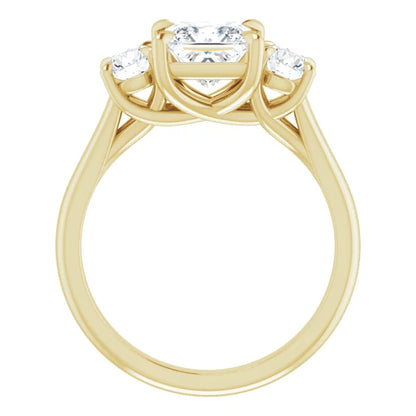 Princess Yellow Gold Accent Engagement Ring