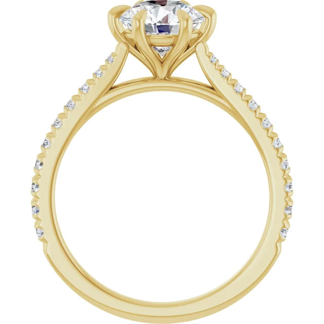 Round Brilliant Yellow Gold Claw Set Style Engagement Ring