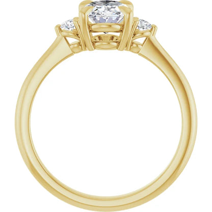 Oval Yellow Gold Accent Engagement Ring