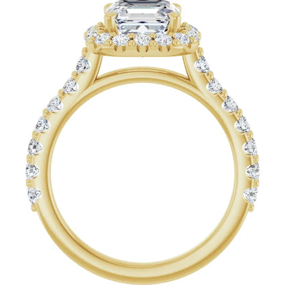 Asscher Halo Yellow Gold Style Engagement Ring