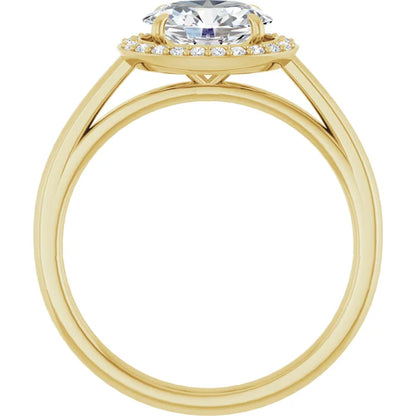 Oval Yellow Gold East West Halo Style Engagement Ring