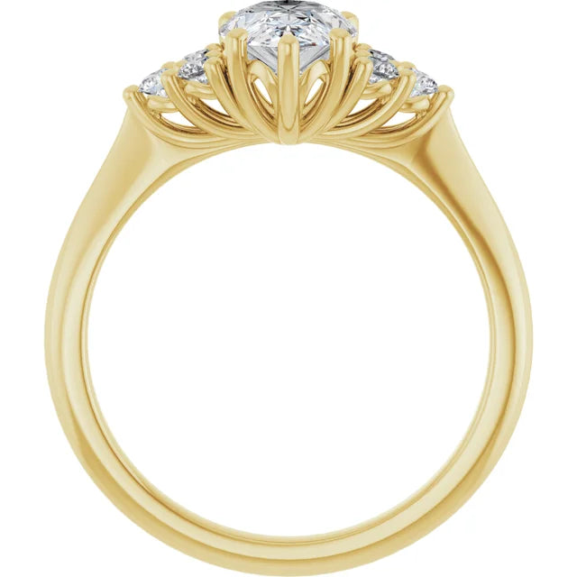 Pear Yellow Gold Antique Inspired Design Engagement Ring