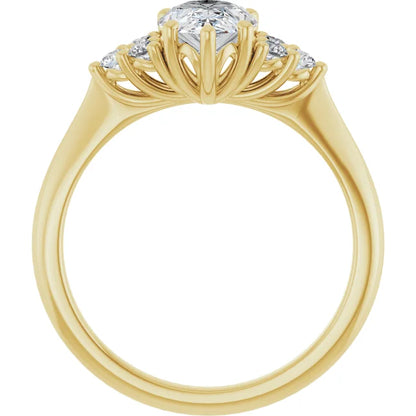 Pear Yellow Gold Antique Inspired Design Engagement Ring