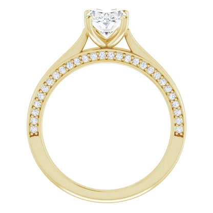Oval Yellow Gold Solitaire & Hidden Diamond Band Engagement Ring