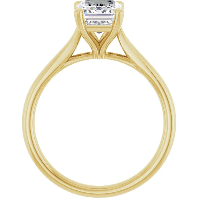 Four Claw Yellow Gold Emerald Solitaire Engagement Ring