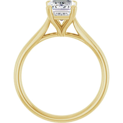 Four Claw Yellow Gold Emerald Solitaire Engagement Ring