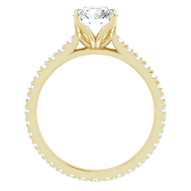 Round Brilliant Yellow Gold Claw Set Eternity Style Engagement Ring