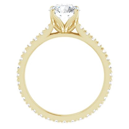 Round Brilliant Yellow Gold Claw Set Eternity Style Engagement Ring
