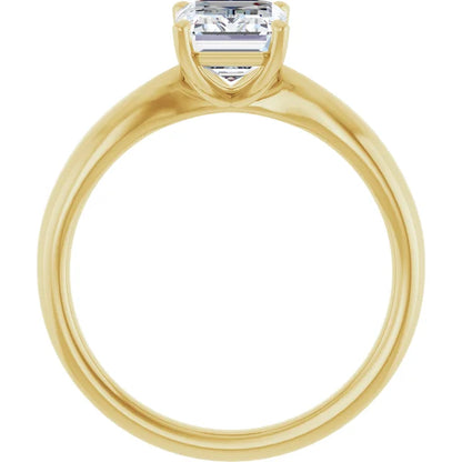 Emerald Yellow Gold Knife Edge Solitaire Engagement Ring